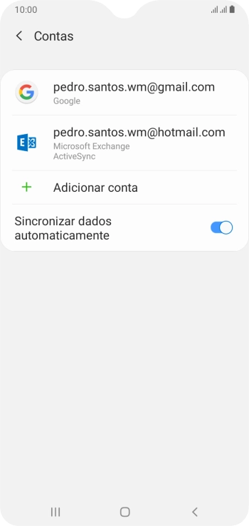 Se o ecrã mostrar esta imagem, a sua conta foi identificada e configurada automaticamente. Siga as indicações no ecrã para introduzir informações adicionais e concluir a configuração.