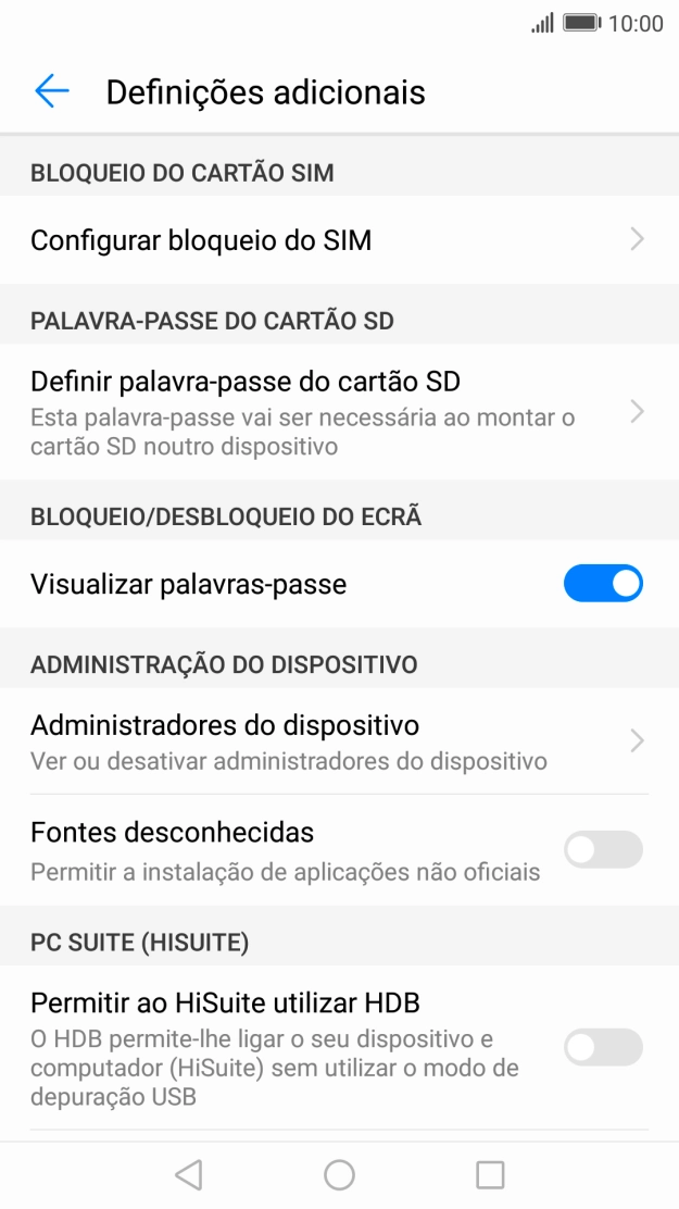 Prima Configurar bloqueio do SIM.