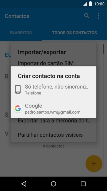 Prima Só telefone, não sincroniz..