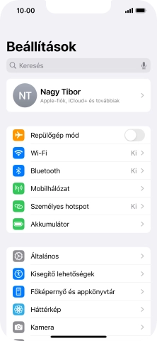 Válaszd az Általános lehetőséget.