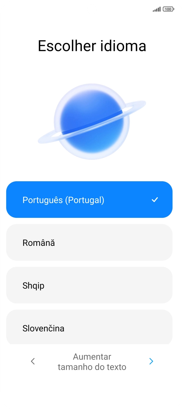 Prima o idioma pretendido.