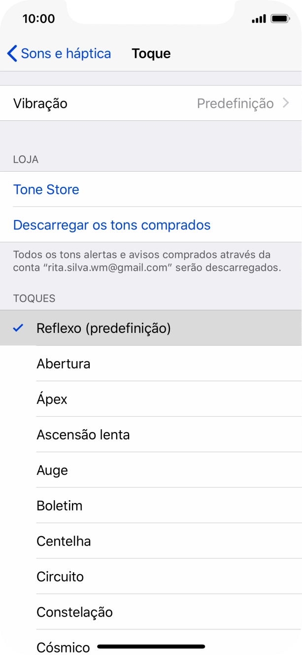Prima os tons de toque pretendidos para os ouvir.