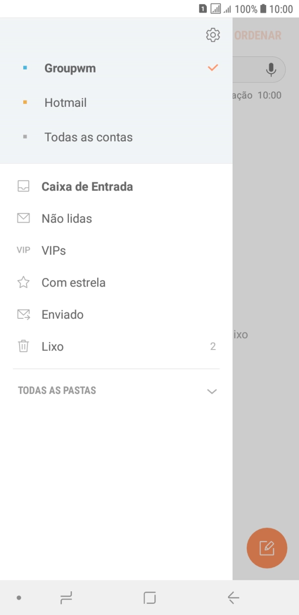 Prima o ícone de definições.
