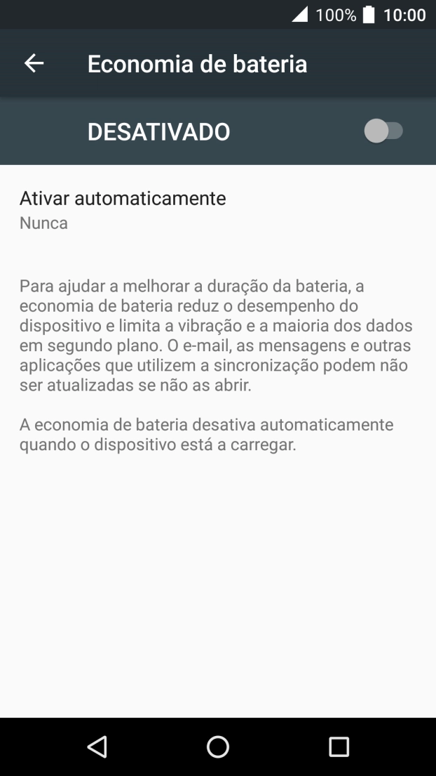 Prima o indicador para ativar a função.