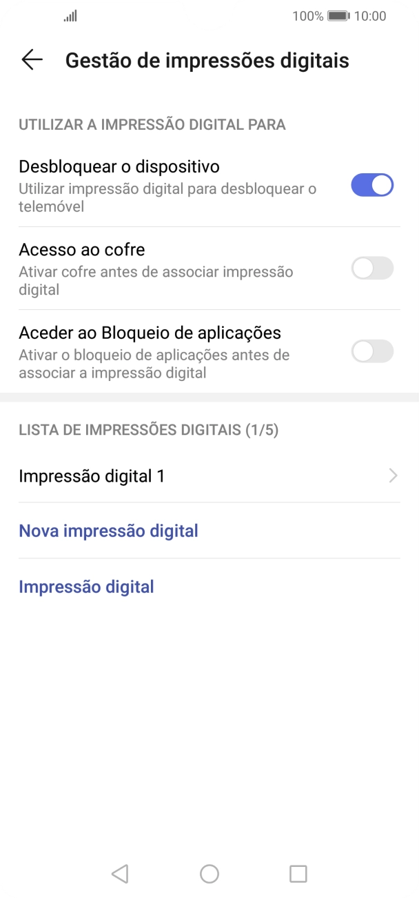 Prima os indicadores junto às definições pretendidas para as ativar ou desativar.