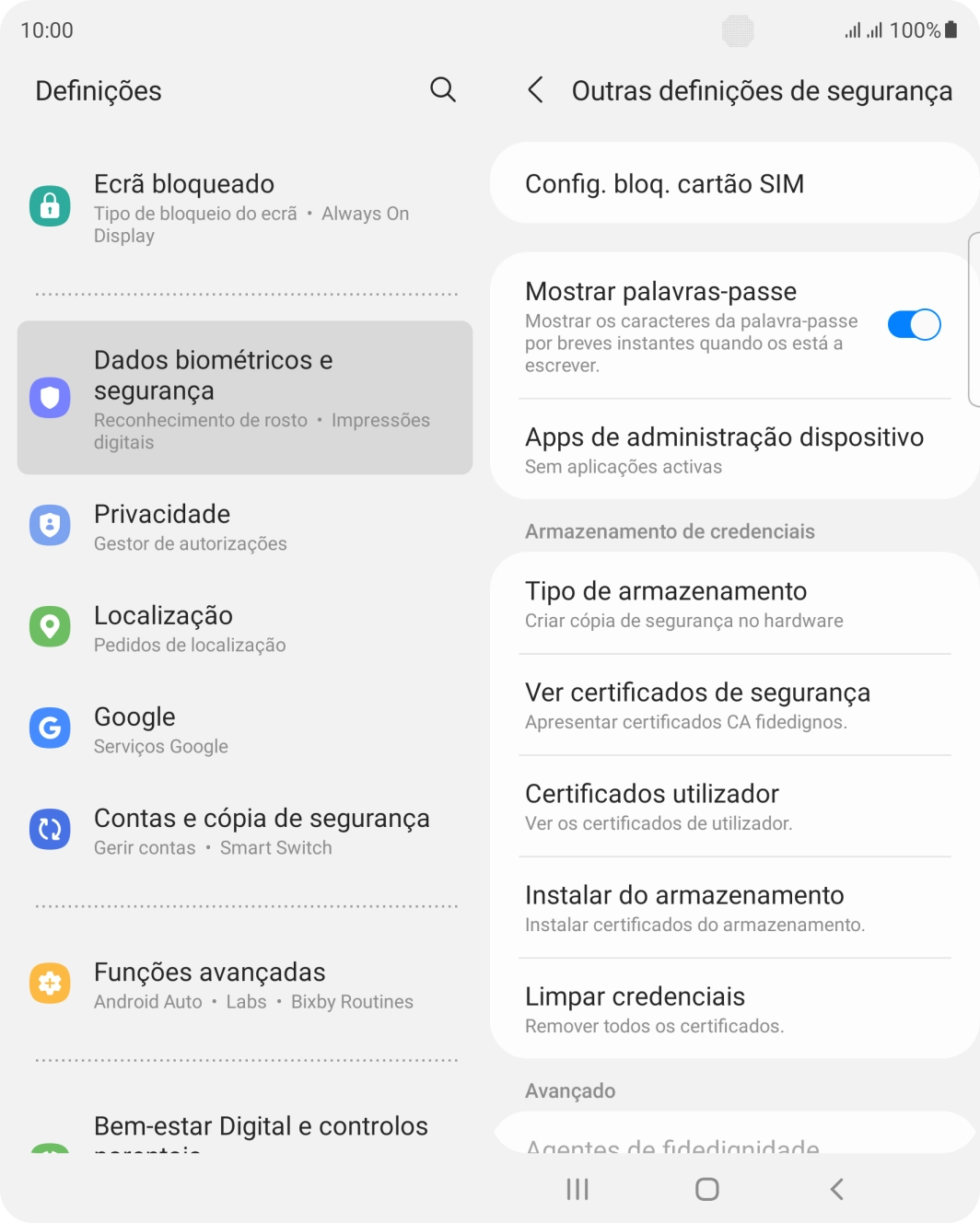 Prima Config. bloq. cartão SIM.
