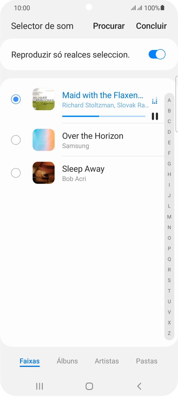 Quando tiver encontrado o tom de toque que pretende, prima Concluir.