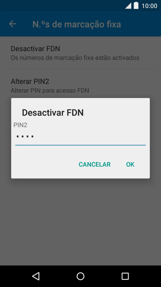 Introduza o código PIN2 e prima OK.