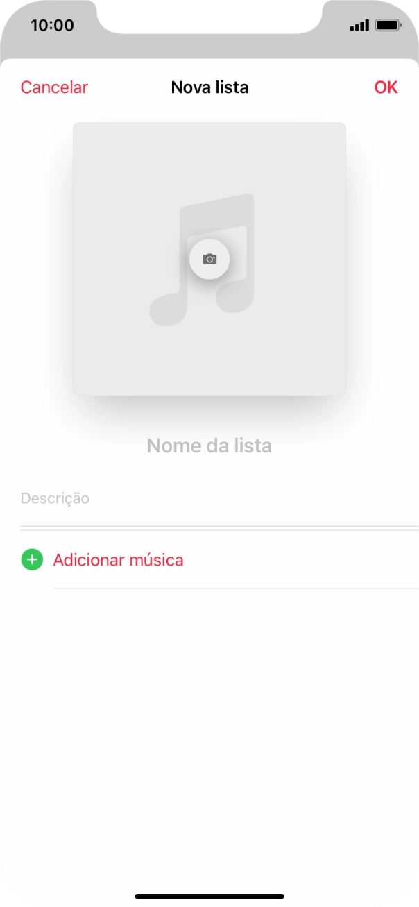 Prima o campo de escrita e introduza o nome da lista de reprodução.