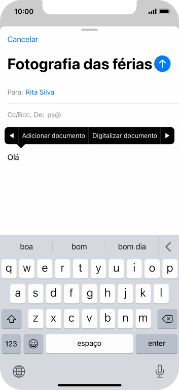 Prima Adicionar documento e siga as indicações no ecrã para anexar um documento.