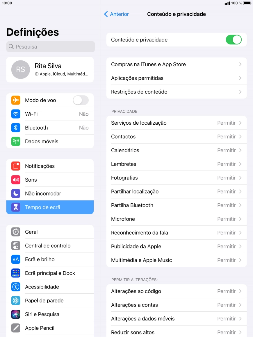 Prima a seta para a esquerda.