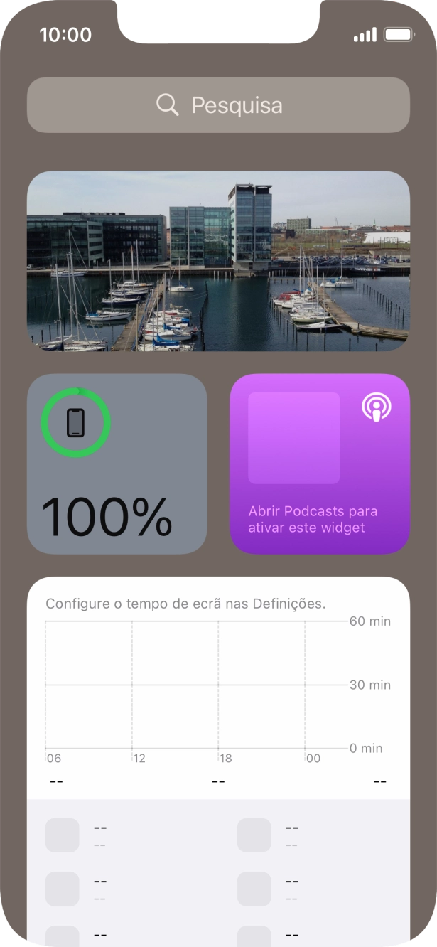 Deslize o dedo para cima no ecrã.