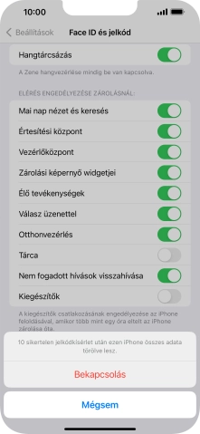Ha bekapcsolod a funkciót, válaszd a Bekapcsolás lehetőséget.