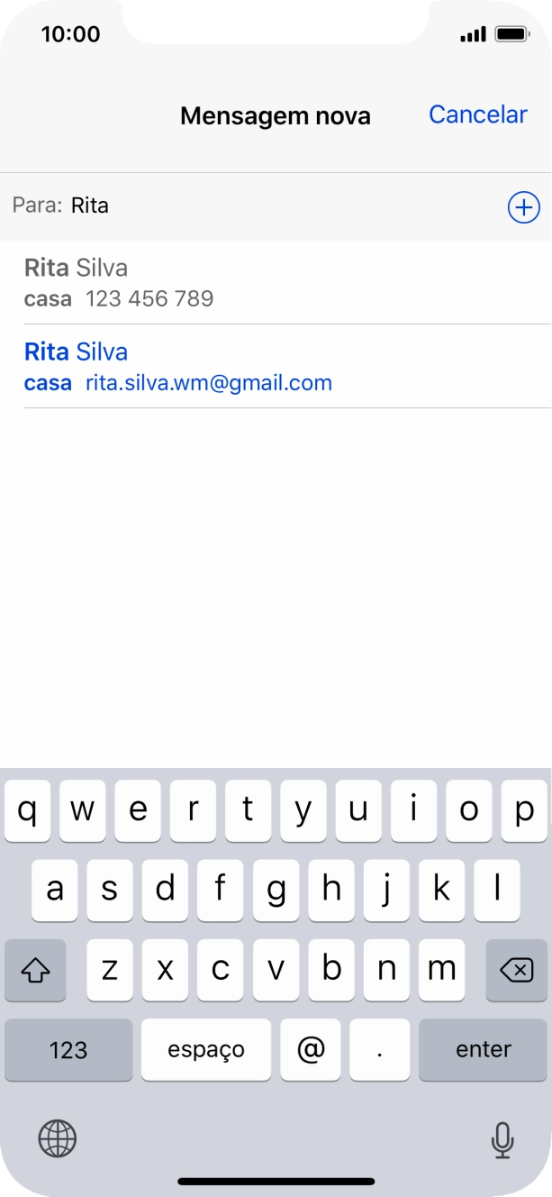 Prima o contacto pretendido.