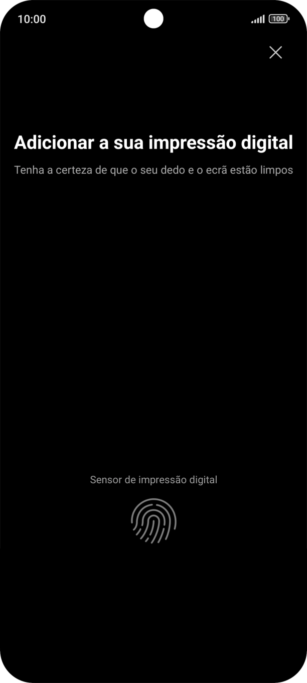 Siga as indicações no ecrã para definir a impressão digital como código de bloqueio.