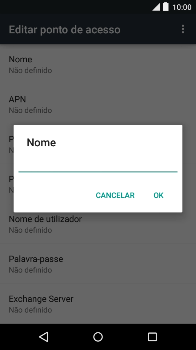 Introduza Vodafone Internet e prima OK.