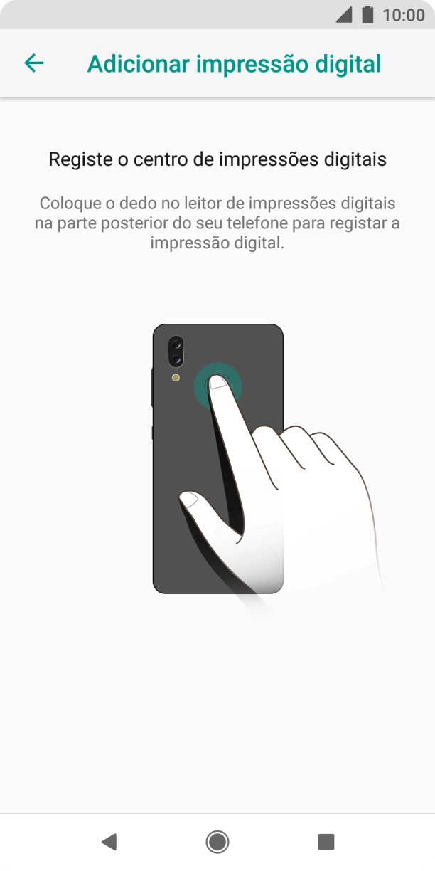 Siga as instruções no ecrã para definir uma impressão digital como código de bloqueio do telefone.