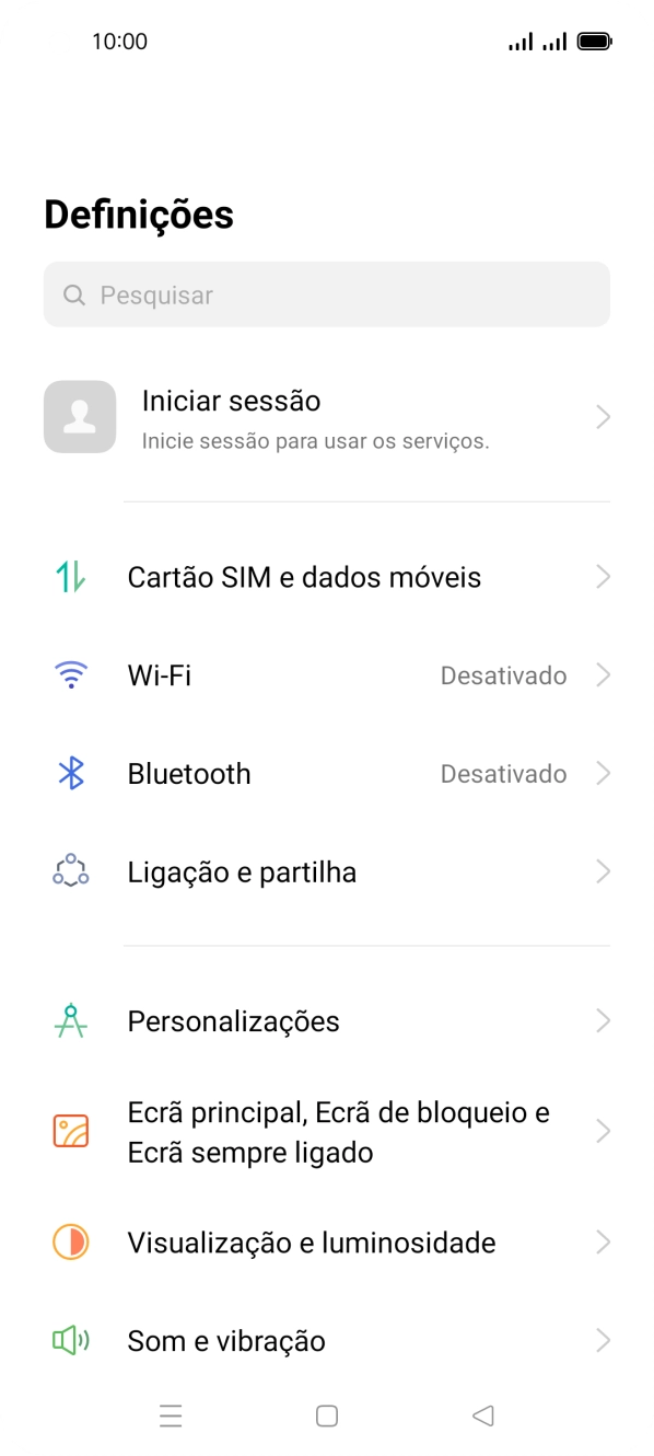 Prima Cartão SIM e dados móveis.
