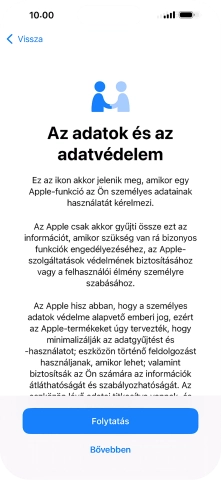 Válaszd a Folytatás lehetőséget.