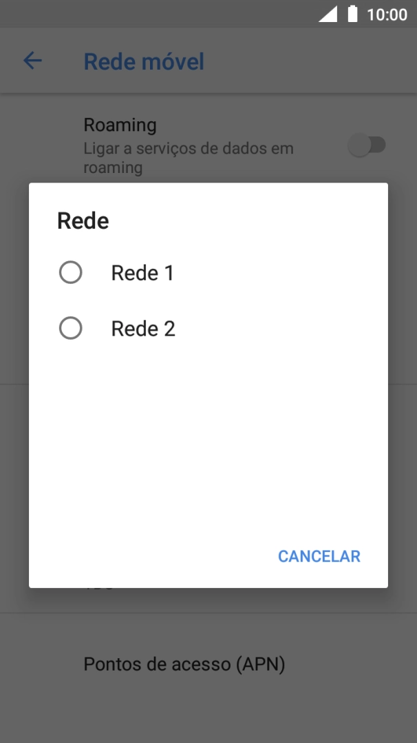 Prima a rede pretendida.