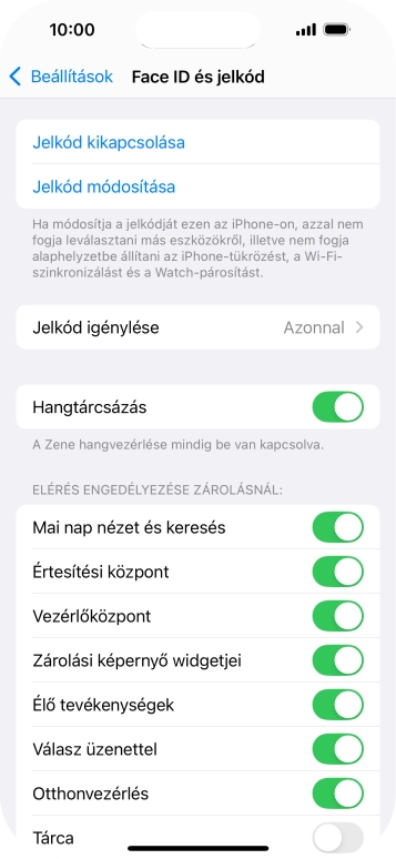 Válaszd a Jelkód kikapcsolása lehetőséget, és írd be a képernyőzárkódot.