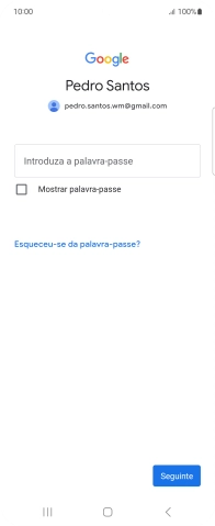 Prima Introduza a palavra-passe e introduza a password da sua conta Google.