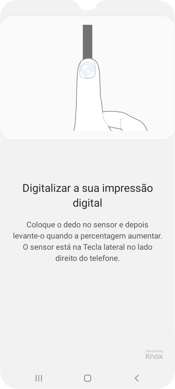 Siga as indicações no ecrã para definir a impressão digital como código de bloqueio.
