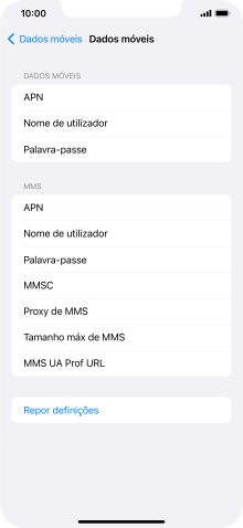 Prima APN e insira net2.vodafone.pt.