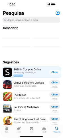 Prima o campo de pesquisa e introduza o nome ou categoria da app pretendida.