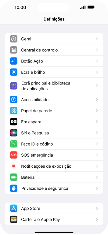 Prima Face ID e código.