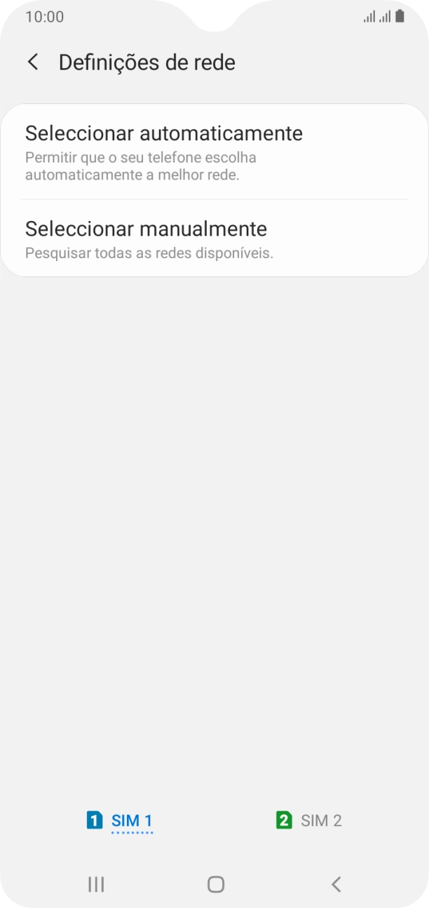 Prima o cartão SIM pretendido.