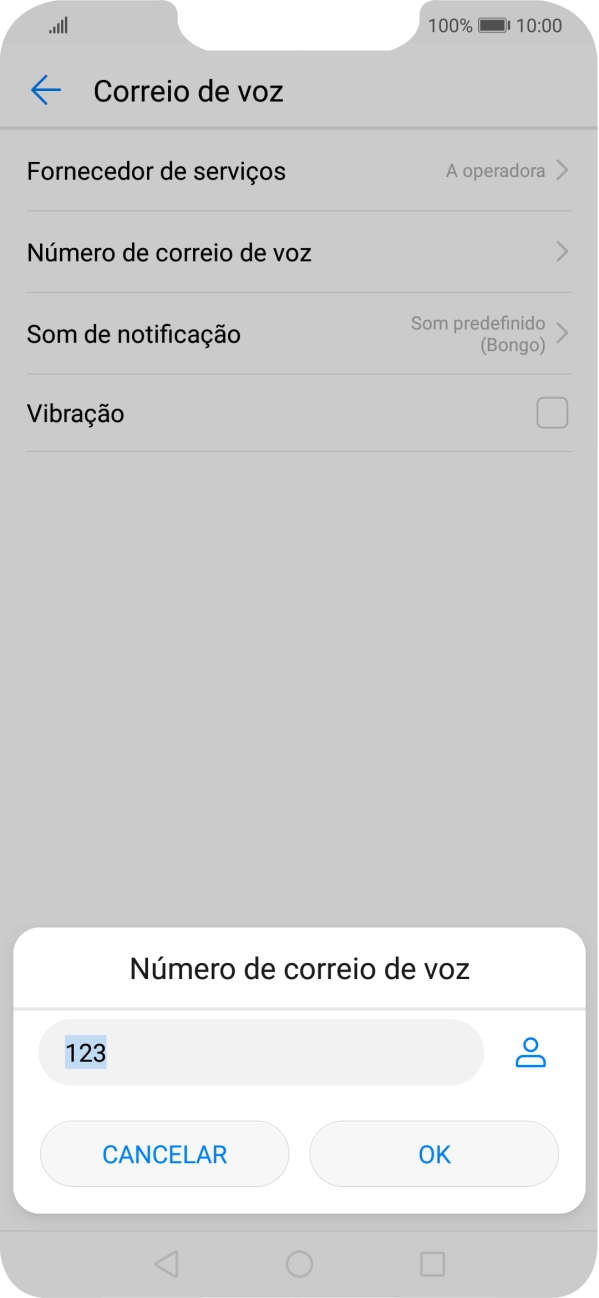 Introduza 123 e prima OK.