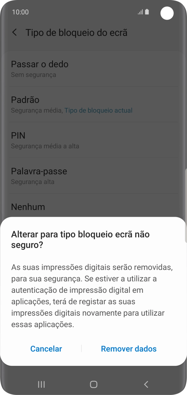 Prima Remover dados.