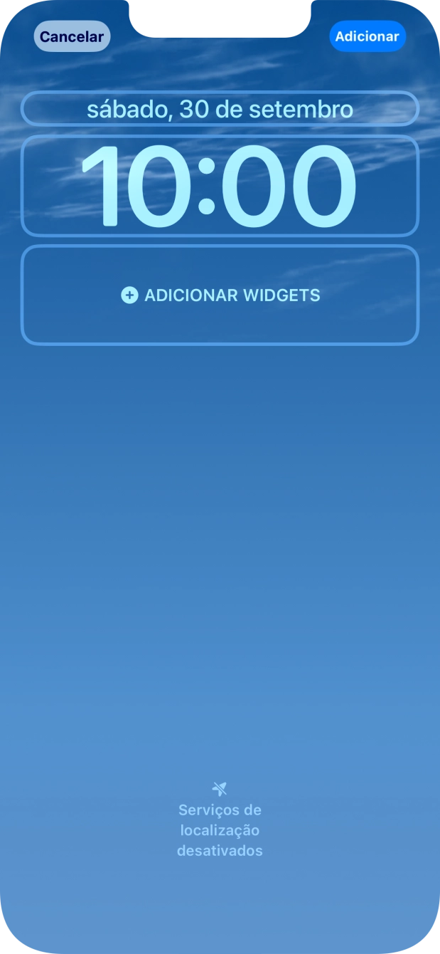 Se pretender personalizar a visualização da data no ecrã de bloqueio, prima o widget de data e siga as indicações no ecrã para escolher a visualização pretendida para o widget.
