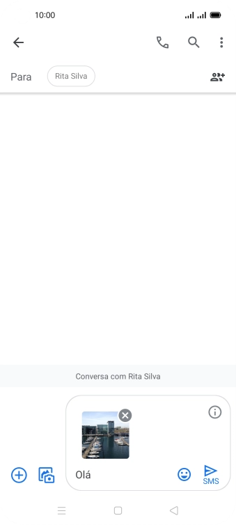 Prima o ícone para enviar quando terminar de escrever a sua mensagem multimédia.