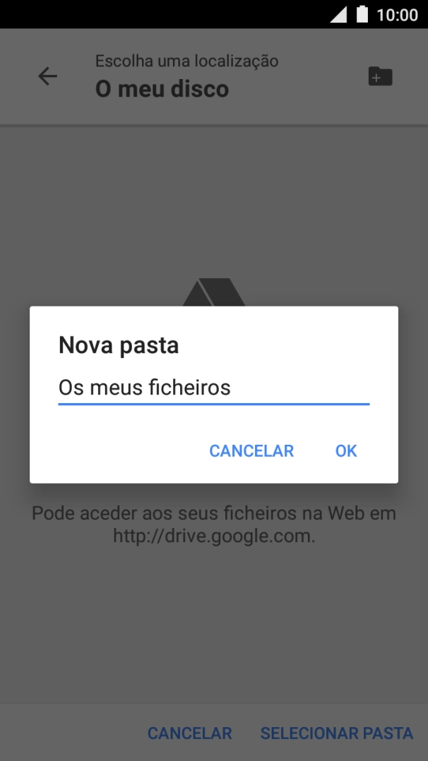 Introduza o nome pretendido para a pasta e prima OK.