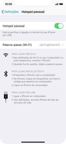 Prima Palavra-passe (Wi-Fi) e introduza a password pretendida.