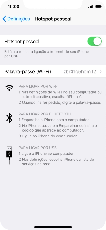 Prima Palavra-passe (Wi-Fi) e introduza a password pretendida.