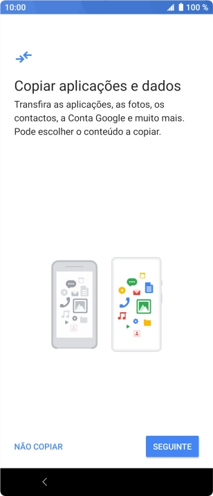 É possível transferir conteúdo de outro telefone quando o telefone for ativado antes da primeira utilização e quando o telefone tiver sido reiniciado. Quando esta imagem for mostrada no ecrã, o telefone está pronto para transferir conteúdo de outro telefone.