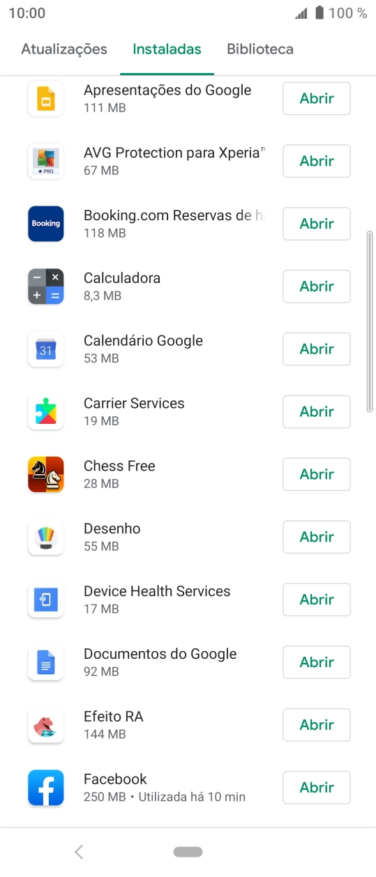 Prima a app pretendida.