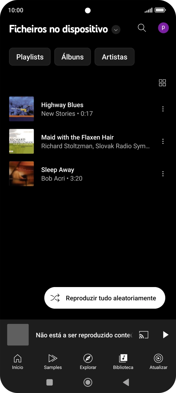 Prima o ficheiro de música pretendido.