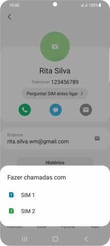 Prima o cartão SIM pretendido.