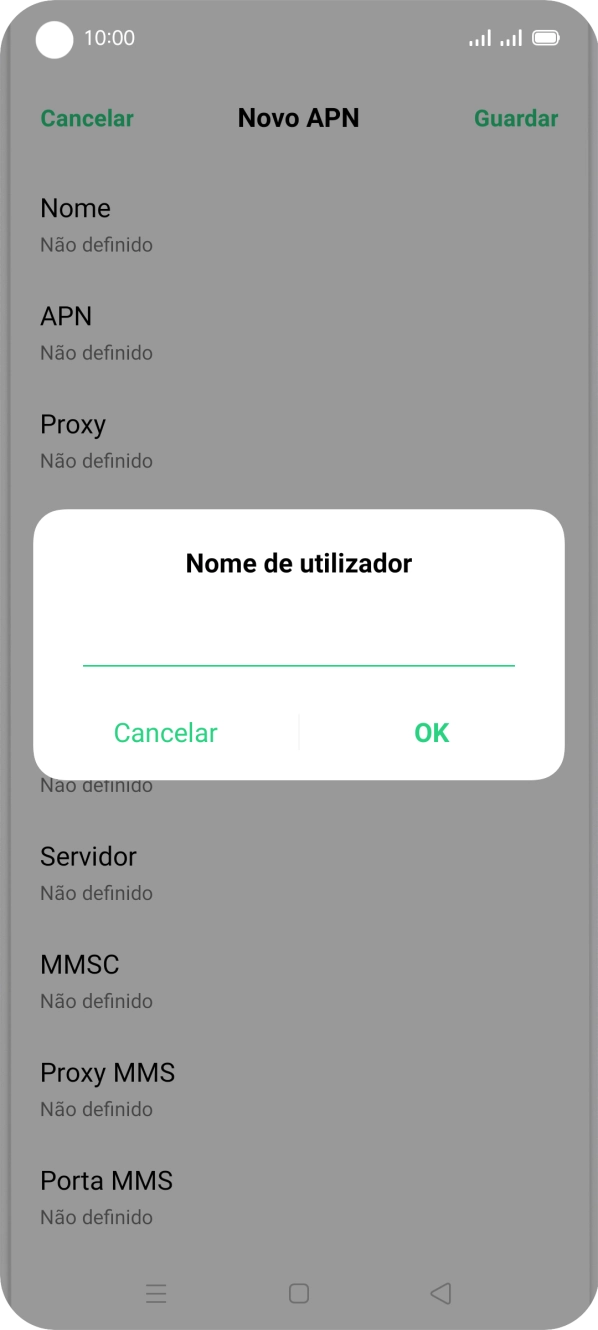 Introduza vodafone e prima OK.