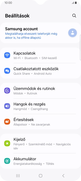 Válaszd a Kapcsolatok lehetőséget.