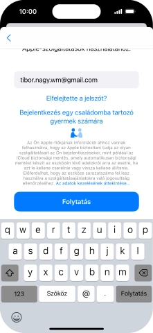 Válaszd a Folytatás lehetőséget.
