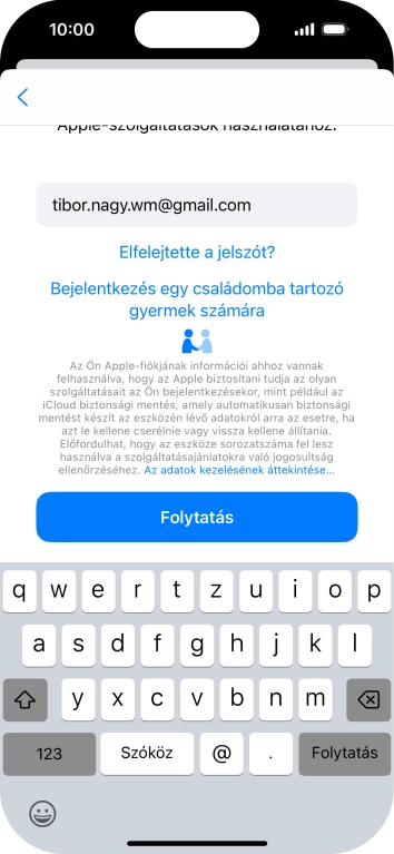 Válaszd a Folytatás lehetőséget.