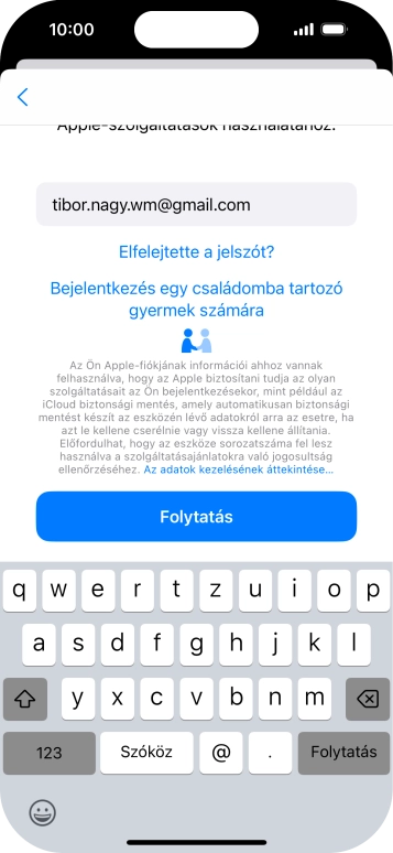 Válaszd a Folytatás lehetőséget.