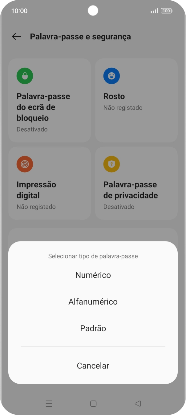 Prima o código de bloqueio do telefone pretendido e siga as indicações no ecrã para estabelecer um código de bloqueio adicional.