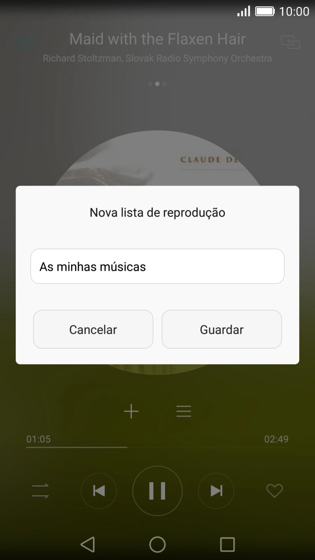 Introduza o nome pretendido para a lista de reprodução e prima Guardar.