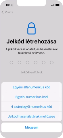 A képernyőzár használatának bekapcsolásához kövesd a képernyőn megjelenő utasításokat, vagy válaszd a Jelkód használatának mellőzése lehetőséget.